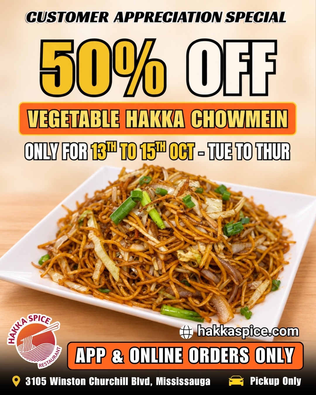 50% Off Vegetable Hakka Chowmein Special